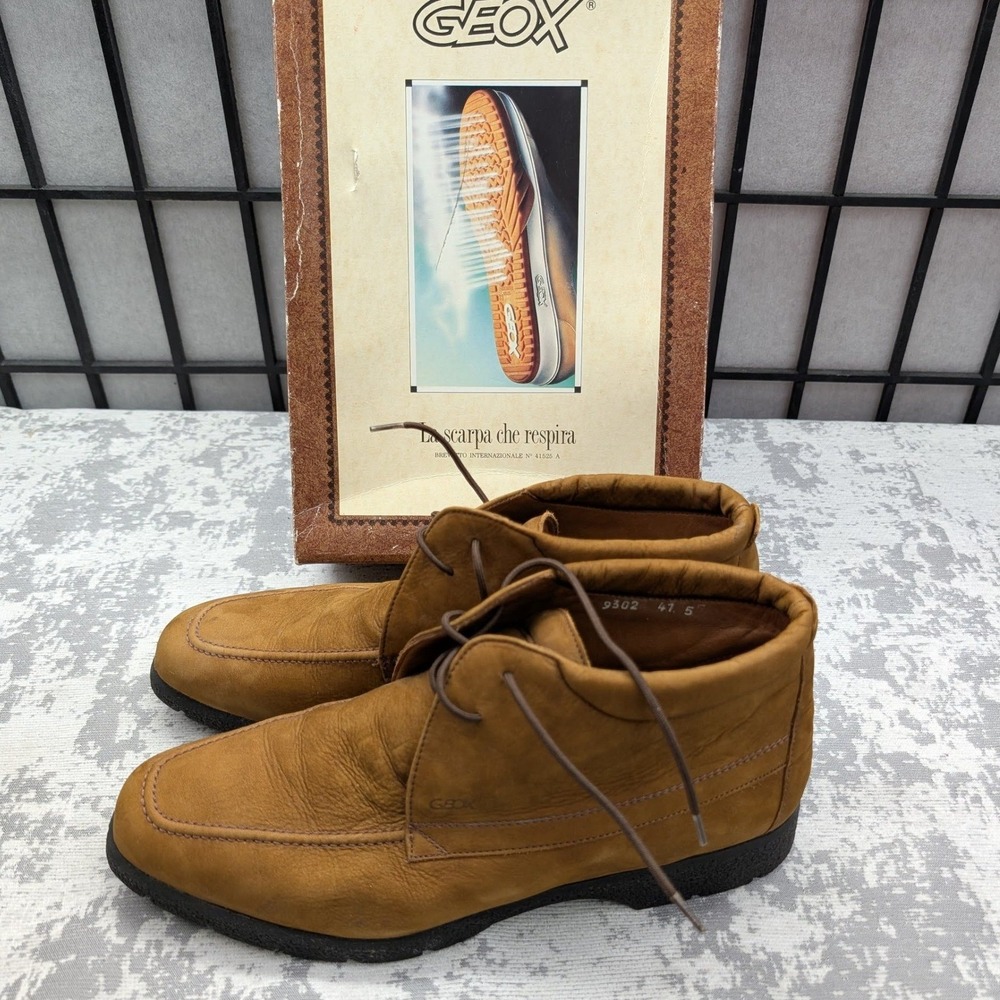 Geox Respira Nabuk 2535‎ Tan Leather Chukka Boots Mens 41 Italian Breathable